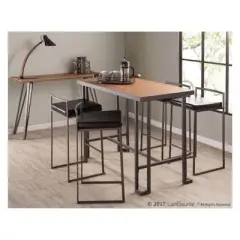 Set of 2 26" Fuji Contemporary Stackable Counter Height Barstools Antique with Cushion
