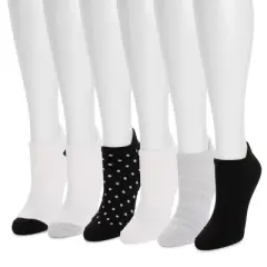 Muk Luks Women's 6 Pack Sporty Ankle Sock, Multi, OS (6-10)