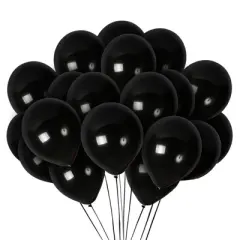 Treasures Gifted Pearlescent Solid Black Balloons - 12 Inch Latex Balloons - 72 Pack