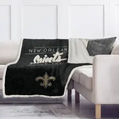 NFL New Orleans Saints Legacy Script Sherpa Flannel Fleece Blanket