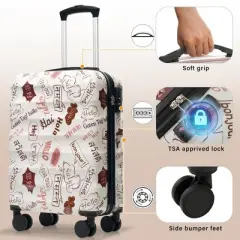 Whisen Hardshell Carry-on Suitcase with TSA Lock and Dual Spinner Wheels - White