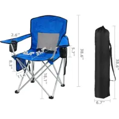 Gulches Foldable Outdoor Camping Chair - Portable Design with Armrests, Cup Holder & Carrying Bag, Perfect for Camping, Beach