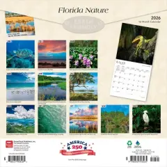 BrownTrout 2026 Florida Nature 12"x24" Hanging Square Wall Calendar Plastic-Free
