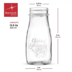 Bormioli Rocco Quattro Stagioni Bottles &ndash; 13.5 Oz. Glass Jars with Twist Top Lids, Embossed Beehive Design  &ndash; Set of 2