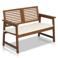 HOMLUX Outdoor 2-Seat Garden Bench Porch Chair with Removable Cushion, Weatherproof