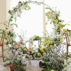 Artloge Large Heavy Duty Round Wedding Arch Double Layer Metal Backdrop Stand with Thickend Square Tubes for Wedding Garden Outdoor Party Decoration