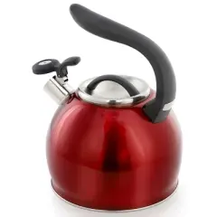 Mr. Coffee Kassel 2.1 Quart Stainless Steel Whistling Tea Kettle in Red