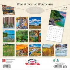 BrownTrout Wisconsin Wild and Scenic 2026 12"x24" Hanging Square Wall Calendar Plastic-Free