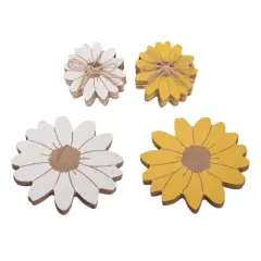 Transpac MDF Daisy Coasters Set of 4 Spring Home Decorations Perfect for Any Table