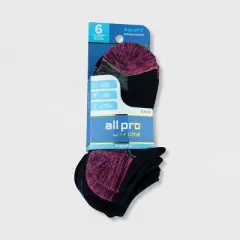 All Pro Women's Aqua FX 6pk No Show Socks - 4-10