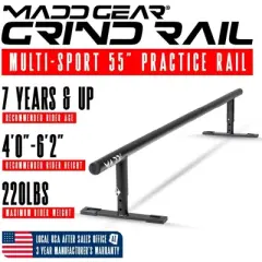 Grind Rail for Scooters, Skateboards & Skates &ndash; 55" Round Adjustable Rail &ndash; Durable & Stable &ndash; Madd Gear