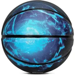 AND1 Chaos Basketball: Official Size 7 (29.5 inches) Rubber - Deep Channel Construction, Made for Indoor Outdoor Games (Black Hole)