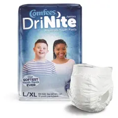 Comfees DriNite Juniors Youth Youth Absorbent Underwear Large / X-Large 60 to 125 lbs. CMF-YLXL, 52 Ct