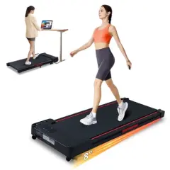 SEVOBAL Home Gyms Incline Walking 8 Degree Pad Treadmill, Portable Compact Under Desk, Suitable for Home Office, Upright Stand, Red, 45.7"*19.9"*4.9"