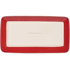 Primitives By Kathy 8.0 Inch Nordic Tree Platter Christmas Seasonal Tabletop , Red Glazed Finish (1PC)