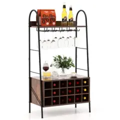 MOEPISY Wine Rack and 5 Rows of Stemware Holder