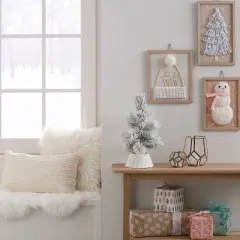 7" Cable Knit Mini Christmas Tree Collar White - Wondershop&trade;: Solid Pattern, Plastic & Fabric