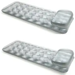 Intex 18-Pocket Suntanner Inflatable Floating Mat 74in x 28in Gray (2-Pack)