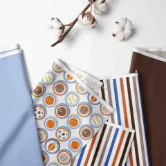 Bacati - Mod Sports Blue Orange Chocolate 4 pc Crib Bedding Set with Diaper Caddy