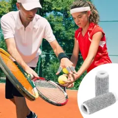 Unique Bargains Knitted Fabric Breathable Sports Finger Supporter Gray 10 Pcs