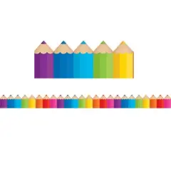 Teacher Created Resources&reg; Colored Pencils Die-Cut Border Trim, 35 Feet Per Pack, 6 Packs