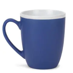 Elanze Designs Solid Color Blue White Interior 16 ounce Matte Ceramic Mugs Matching Set of 4