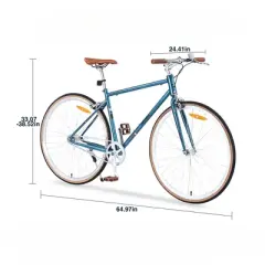 DSVIMOY Bicycles, Hybrid Bicycle with Single Speed, Bicycles for Men Women Adults, Commuter Bike with Adjustable Seat, Blue, 64.97"*24.41"*38.52"