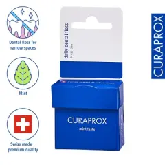 Curaprox DF 850 Daily Dental Floss, 50m Eco-Friendly Waxed Floss for Tight Spaces