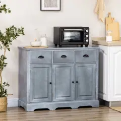 HOMCOM Sideboard Buffet Cabinet with Storage Drawers Adjustable Shelves Countertop Dining Room Cabinet Kitchen Buffet Living Room Furniture Gray