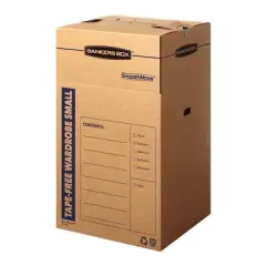 Fellowes Bankers Box 3pk Smooth Move Tape-Free Wardrobe Boxes Small 20.38"x20.38"x34.5": Corrugated Paper, No Assembly Required
