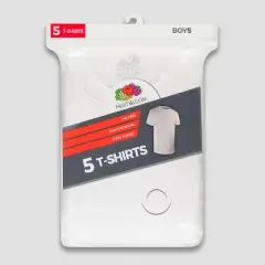 Fruit of the Loom Boys' 5pk Crew T-Shirt - White