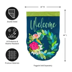 Evergreen Flower Garden House Burlap Flag