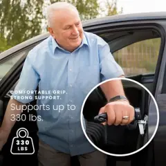 HOM Car Door Handle for Elderly - Multifunction Car Door Grabbers for Seniors with Window Breaker, Seatbelt Cutter & Built-in Flashlight (2-pack)