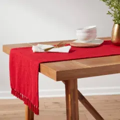 90" x 20" Cotton Textured Table Runner Red - Threshold&trade;