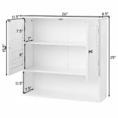 Costway Bathroom Wall Storage Cabinet Double Doors Shelves Kitchen Medicine Organizer