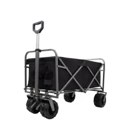 SKRAN Outdoor Collapsible Foldable Wagon Cart,198LB Load-Bearing with All-Terrain Wheels with Drink Holders for Shopping Sports Camping