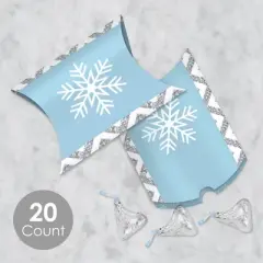 Big Dot of Happiness Winter Wonderland - Favor Gift Boxes - Snowflake Holiday Party and Winter Wedding Petite Pillow Boxes - Set of 20