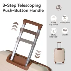 Syemin Luggage 3 Piece Hardside Luggage Set with Spinner Wheels, TSA Locks, Lightweight ABS Suitcases (20"/24"/28"),Brown, 21.46"*12.01"*30.51"