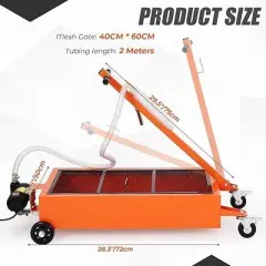 Low Profile Oil Drain Pan, 15 Gal Oil Drain Pan with Pump,  with 180w Electric Pump, 8.2Ft Hose & Folding Handle, Rolling Oil Drain Cart