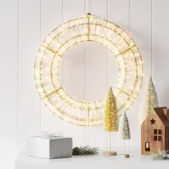 LED High Density Champagne Metal Wreath Christmas Novelty Silhouette Lights with White Color Light Bulb - Wondershop&trade;