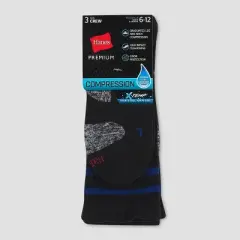 Hanes Premium Men's Compression Crew Socks 3pk - 6-12