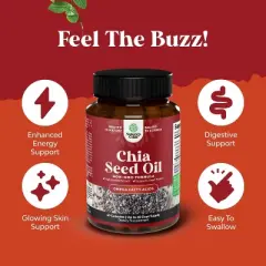 Chia Seed Oil Supplement, Natural Superfood for Weight Loss and Energy, Metabolism Booster for Men and Women, Nature's Craft, 60ct