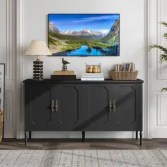 Large Sideboard Cabinet, 59" Modern Credenza Buffet Table Coffee Bar Wine Bar, Storage Cabinet with Adjustable Shelves