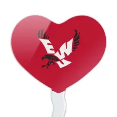 Eastern Washington University Primary Heart Love Cupcake Picks Toppers Decoration Set of 6