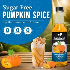 Syruvia Sugar Free Pumpkin Spice Syrup for Coffee 12.7 fl oz Premium Coffee Flavoring Syrup