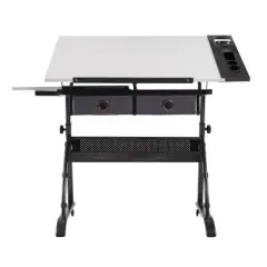 Core Drawing Table and Stool Set Charcoal Black/White - studio designs