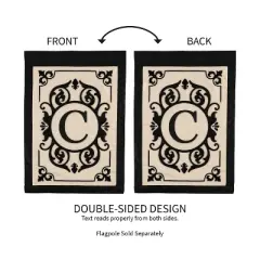 Evergreen Flag Cambridge Chic Letter C Monogram Applique Garden Flag - 12.5" Wide x 18" High