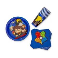 Silver Buffalo Harry Potter Chibi Friends 60-Piece Party Tableware Set | Cups, Plates, Napkins