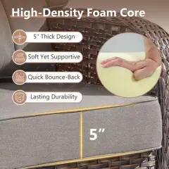 Belord 75" Outdoor Sofa PE Wicker Patio Couch, Patio Furniture Sofa Couch with Deep Seat and Olefin Cushion Cover for Porch Balcony Deck