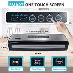 MOVSSOU Vacuum Sealer Machine Food Sealer Food Preservation w/Starter Kit Dry & Moist Food Modes